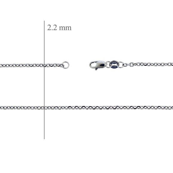 24" Cable Rolo Link Chain Necklace 14K White Gold - Picture 3 of 3